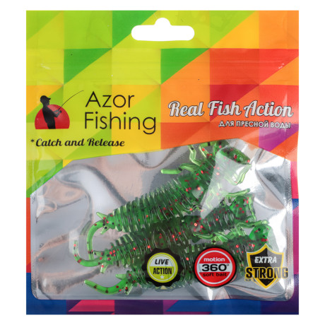 AZOR FISHING Приманка силиконовая "Личинка стрекозы", 8см, 5шт, 5 цветов