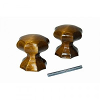 Ручка-кнопка дверная дерево граненая Орех Й-Ола инд. уп. (24)