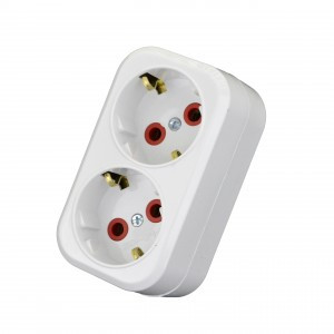 AY-KA (АЙКА) разветвитель (тройник) 2роз. 16A 250В белый, земля, линейный (Турция) 7712000