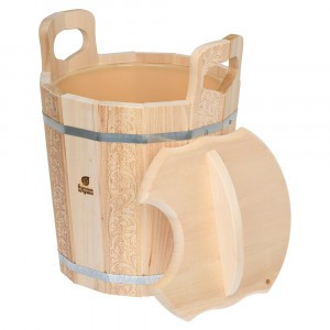 Запарник 14л, «Цветочный орнамент» с крышкой, пластиковая вставка, липа, 32695 Банные штучки