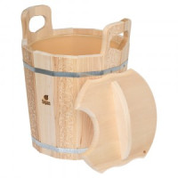 Запарник 14л, «Цветочный орнамент» с крышкой, пластиковая вставка, липа, 32695 Банные штучки