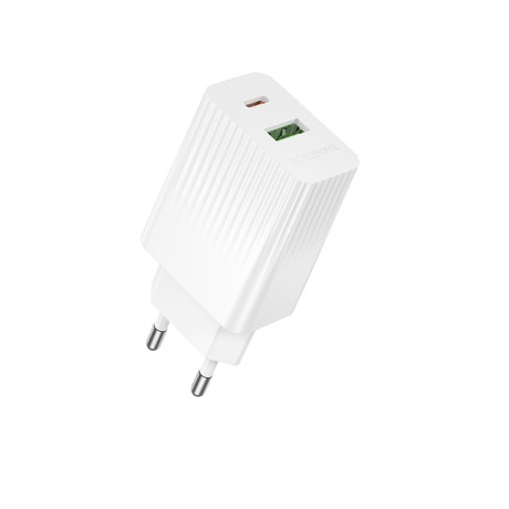 Borofone Зарядное устройство модель BAS74A, 1xUSB-C PD, 1xUSB-A QC 20W, цвет: белый