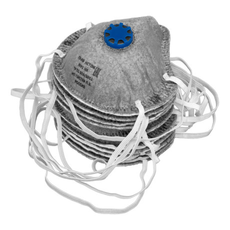 Полумаска фильтрующая формов,модель"Исток",с угольным слоем,с клапаном выдоха, FFP1 NR, 10шт