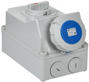 IEK силовая  розетка ССИ-833 (CEE) стац. с механ.блокировкой 2P+PE 63А-6ч 220В IP67 PSR11-063-3-5-67