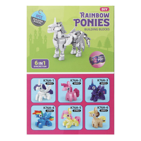 ИГРОЛЕНД Конструктор "Цветные лошадки" в шаре, 6,5х6,3 см, ABS, 6 видов