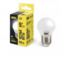 IEK лампа св/д шар G45 E27  9W(900lm) 3000К 2K 89x45 матовая LLE-G45-9-230-30-E27