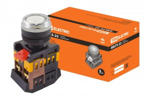 TDM ABLFS-22 кнопка управления бел. d22мм неон/230В 1з+1р (10!) SQ0704-0012