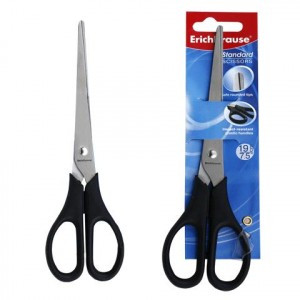 Ножницы ERICH KRAUSE "Standard" 190мм, черные, в карт. упак. с европодвесом, 21881
