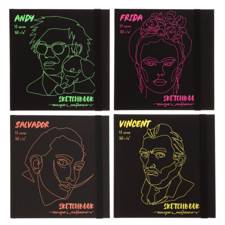 Скетчбук (альбом), тверд.подложка, спираль, в ассортименте