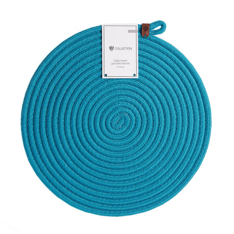 BY COLLECTION Карибы Подставка декоративная, d33см, 100% полиэстер, бирюзовый