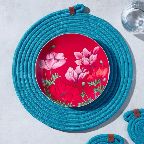 BY COLLECTION Карибы Подставка декоративная, d33см, 100% полиэстер, бирюзовый