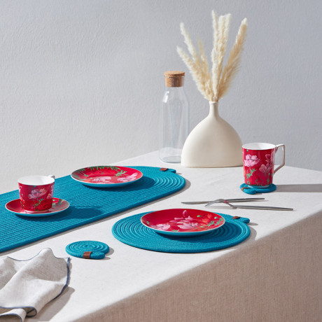 BY COLLECTION Карибы Подставка декоративная, d33см, 100% полиэстер, бирюзовый