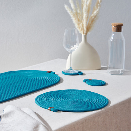 BY COLLECTION Карибы Подставка декоративная, d33см, 100% полиэстер, бирюзовый