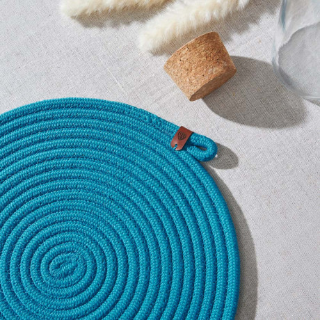 BY COLLECTION Карибы Подставка декоративная, d33см, 100% полиэстер, бирюзовый