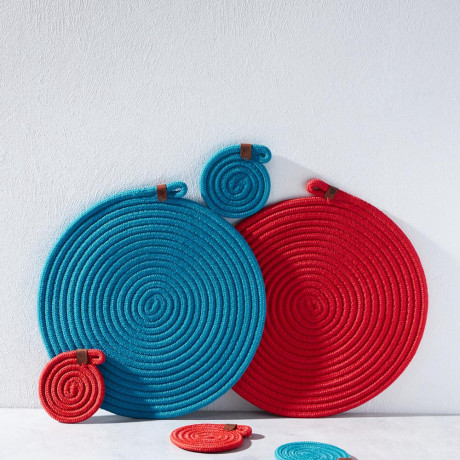 BY COLLECTION Карибы Подставка декоративная, d33см, 100% полиэстер, бирюзовый