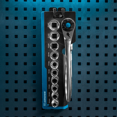 Набор торцевых головок, трещотка 120 зубьев, 1/2", CrV, 12 предметов Gross