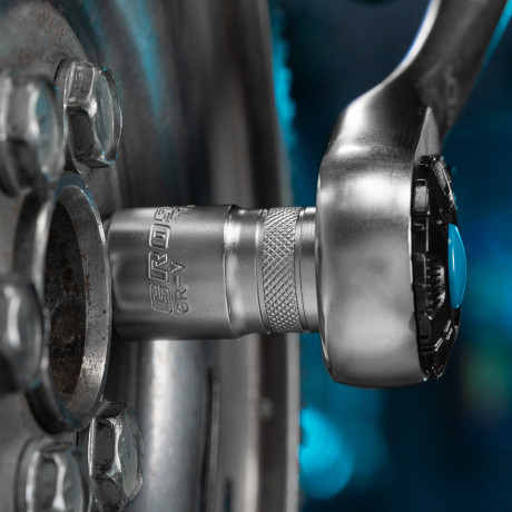 Набор торцевых головок, трещотка 120 зубьев, 1/2", CrV, 12 предметов Gross