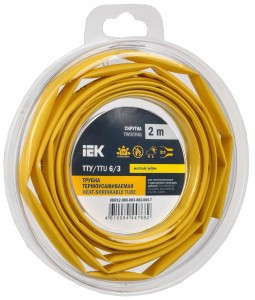 IEK термоусадка трубка ТТУ нг-LS 6/3 желтая (2м/упак, цена за уп) ТУТ UDR12-006-003-002-K05-T
