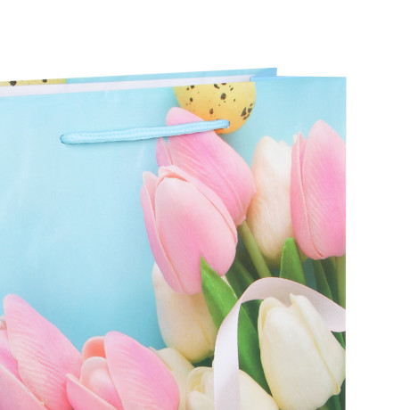 Пакет подарочный бумажный тм LADECOR, L 26x38x10 см, 4 дизайна, тюльпаны