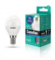 Camelion Шар G45 E14 10W(850lm 220°) 6500K 6K матов. 90x47 пластик LED10-G45/865/E14