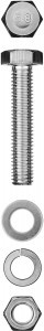 Болт (DIN933) в компл. гайка (DIN934), шайба (DIN125), шайба пруж. (DIN127), M8 x 50мм, 4 шт, ЗУБР