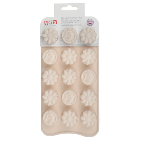 VETTA Форма силиконовая для шоколада и льда 15 ячеек, 21x10x1,6см "Шоколадка", 3 цвета
