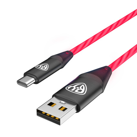 BY Кабель для зарядки Светящийся Type-C, 1м, 2.4А, Быстрая зарядка, подсв. оранжевая, Герои, ЗАРЯ