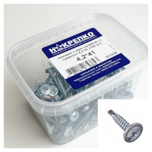 Саморез с прессшайбой со сверлом 4,2*41 (100 шт EC) (цена за уп) НАКРЕПКО 201006