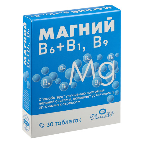 БАД "Магний B6+B1,B9" Мирролла,30табл