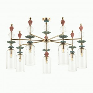 ODEON LIGHT 4855/7C CLASSIC ODL_EX21 золото/разноцв./керамика/стекл люстра E14 7x40W 628x970 BIZET