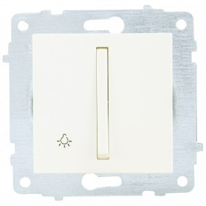 OVIVO мех. выкл. СУ 1 кл. 10А (узкая клавиша, кнопочный) крем (ко всем рамкам) 610-000202-205