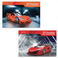 Альбом д/рисования А4 20 л., скоба, картон, BRAUBERG, 202х285 мм, &quot;Автомир&quot; (2 вида), 105605, 105604