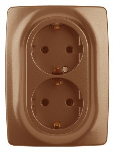 ЭРА 12 12-2108-14 роз. 2X2P+E Schuko со шторками, 16A-250В,  медь (10/100/2000) 6000