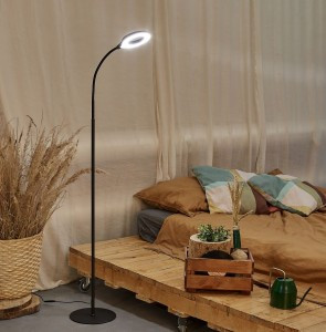 Uniel св-к св/д напольный торшер 7W(600lm) сенс/дим, металл/пластик 1520x220 черный ULM-T610 BLACK