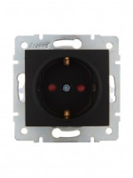 Lezard KARINA мех. роз. СУ 1 мест. 16А шторки, керамика чёрн. бархат (корп. ABS) 707-4288-124