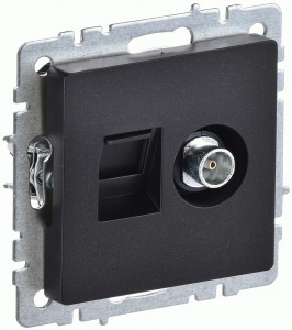 IEK BRITE мех. роз. СУ двойная TV+RJ45 кат.5E РТВ/РК12-БрЧ черный BR-AK20-1-K02