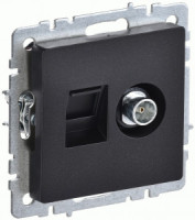 IEK BRITE мех. роз. СУ двойная TV+RJ45 кат.5E РТВ/РК12-БрЧ черный BR-AK20-1-K02