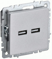IEK BRITE мех. роз. СУ USB A+A 3,1А РЮ10-1-БрА алюм. BR-U21-D31-K47
