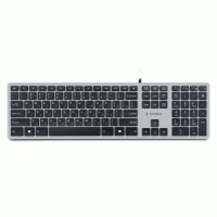 Клавиатура Gembird KB-8420, USB, сер., 109 кл., м/медиа, ножничный мех-зм, бесшум., каб. 1.5м, 18722