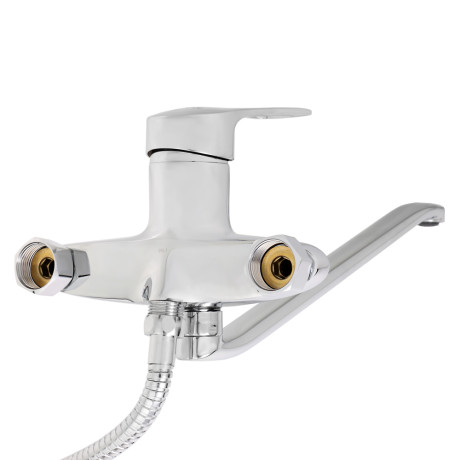 RAIN Смеситель для ванны Атриа, плоский излив 40см, душ. набор, картридж 40мм, латунь, хром