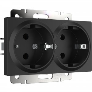 Werkel мех. роз. СУ 2 мест. 16A земля (черный матовый) (WL08-SKG-02-IP20 a040288)W1172008 a051623