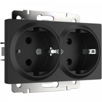 Werkel мех. роз. СУ 2 мест. 16A земля (черный матовый) (WL08-SKG-02-IP20 a040288)W1172008 a051623