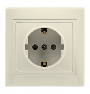 Smartbuy Венера роз. СУ 1-местная с заземлением 16А бежевая,  (SBE-01i-16-S1-Z-c)