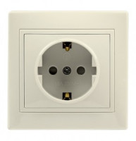 Smartbuy Венера роз. СУ 1-местная с заземлением 16А бежевая,  (SBE-01i-16-S1-Z-c)