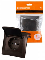 TDM ЛАМА роз. СУ 2П земля 16А 250В IP44 с крышкой шоколад (10!) SQ1815-0526