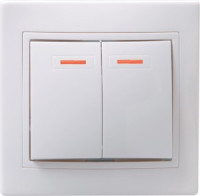 IEK КВАРТА выкл. СУ 2 кл. бел. (пласт. осн. инд.) ВС10-2-1-КБ EVK21-K01-10-DM