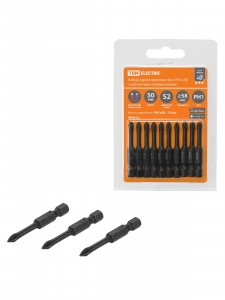 TDM Алмаз Набор бит PH1x50, 10шт, односторонних, сталь S2, Е 1/4", намагничен,торсионные SQ1019-0424