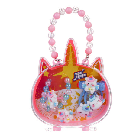 Набор детской бижутерии BY Русские супергерои: браслет, кольцо, резинки 2шт, заколка, 3 дизайна