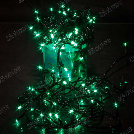 Гирлянда светодиодная  ЗЕЛЕНЫЙ/7метров, 72л, черный провод/