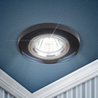 ЭРА DK7 CH/BK св-к встр. 50W MR16 GU5.3 стекло круглое d95 черный/хром